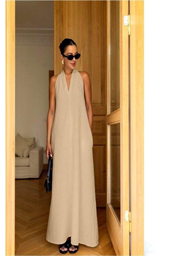 V Yaka Paraşüt Elbise