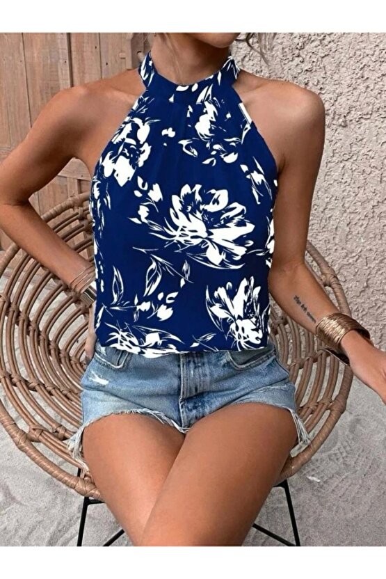 Kadın çiçek Desen Mikro Kumaş Bluz