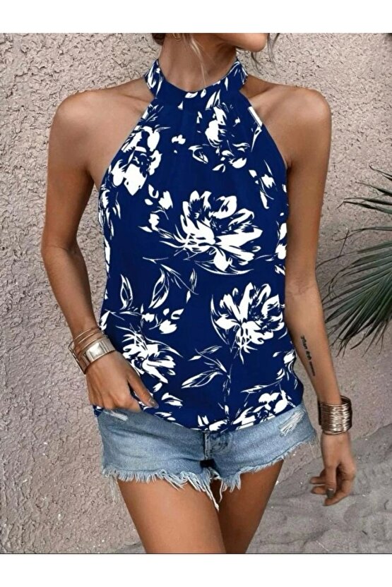 Kadın çiçek Desen Mikro Kumaş Bluz