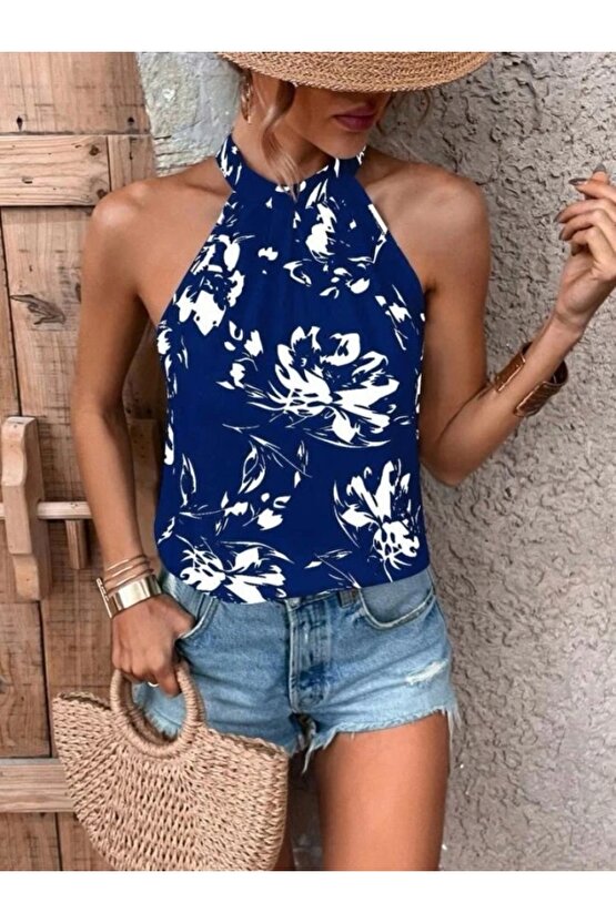 Kadın çiçek Desen Mikro Kumaş Bluz