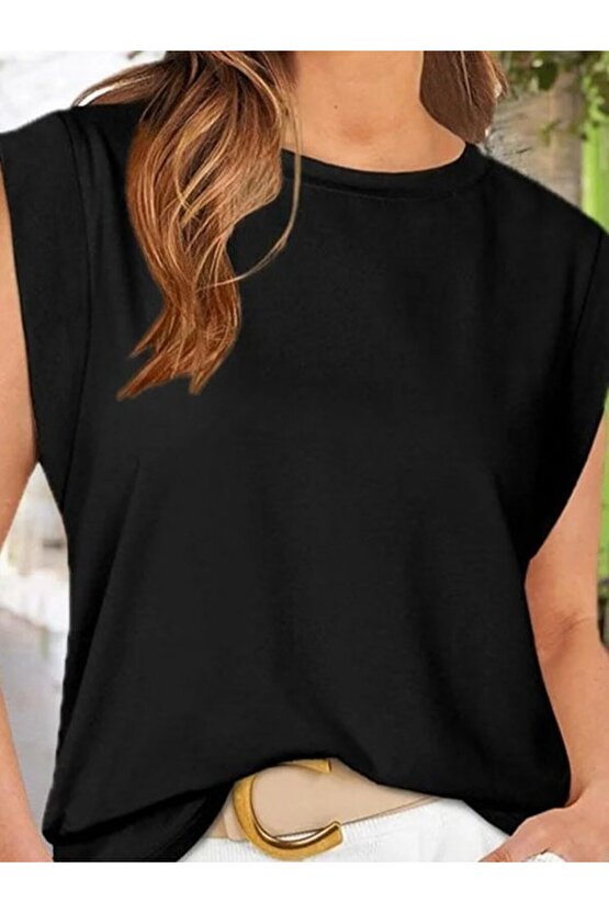 Kadın Kısa Kollu Bisiklet Yaka Viskon Bluz