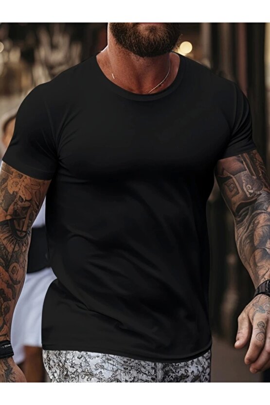 Erkek Kısa Kollu Bisiklet Yaka Viskon Bluz