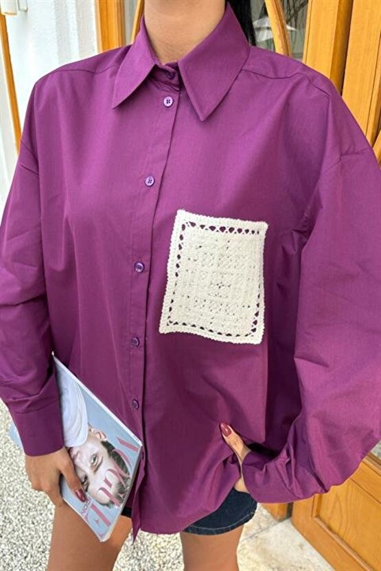 Süzine Cepli Arkası Yırtmaçlı Oversize Gömlek 3420