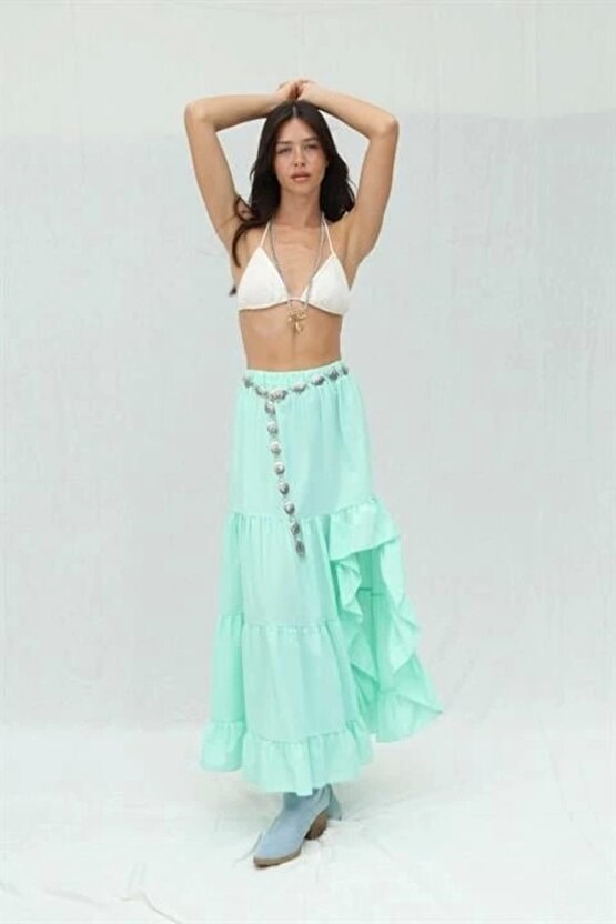 Audrey Fıfrlı Yırtmaç Detay Etek 4037