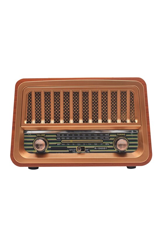 Nostaljik Radyo Bluetooth Hoparlör Fm Radio Sd Kart Usb Girişli Şarjlı Speaker