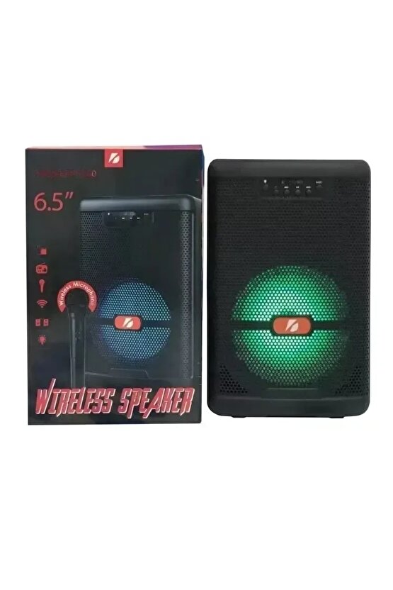 Kablosuz Mikrofonlu Bluetooth Hoparlör Led Işıklı Sd Kart Fm Usb Ve Mikrofon Girişi Speaker
