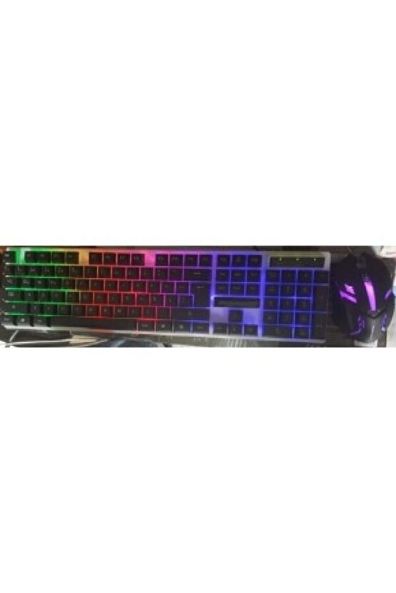 Işıklı Klavye Mouse Seti Oyuncu Klavye-mouse Set Usb Giriş Pl357