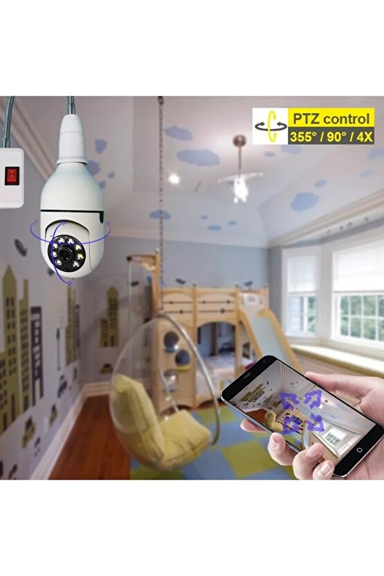 Wifi Ampul Kamera 360 Derece Gece Görüşlü Ip Güvenlik Kamerası