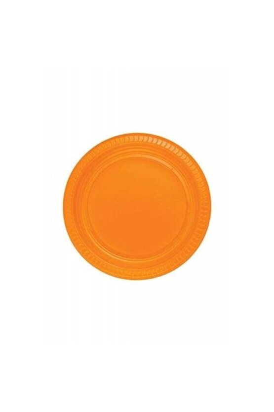 Parti- Doğum Günü- Ev- Piknik Kullanımlı Düz Turuncu Plastik Tabak 25li