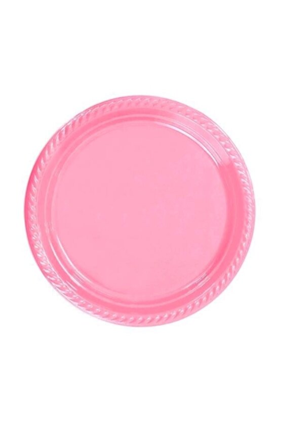Pembe Plastik Tabak Çap 22 cm 25 Adet 1 Paket