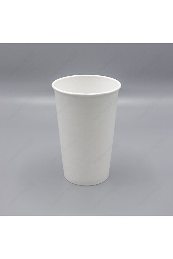16 Oz Beyaz Karton Bardak 100 Lü Kapaklı