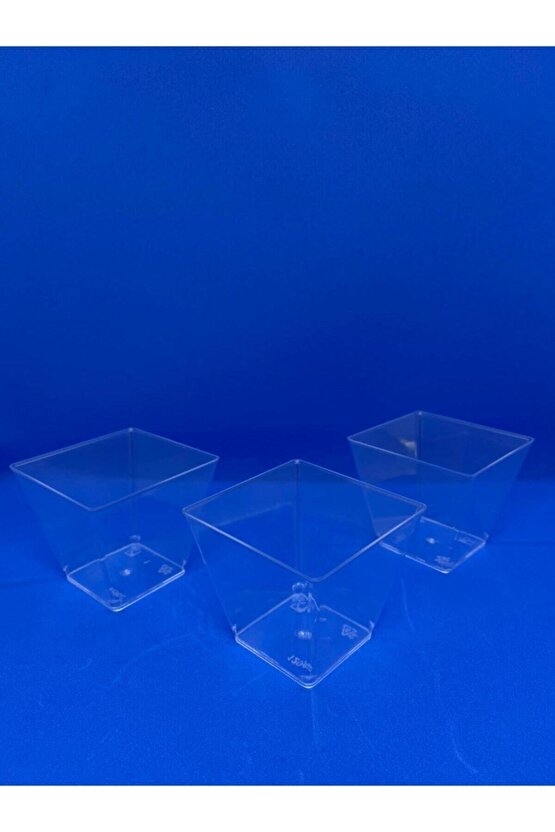 Kristal Plastik 120 Cc Kübik Kase 10 Lu Set Kapaklı