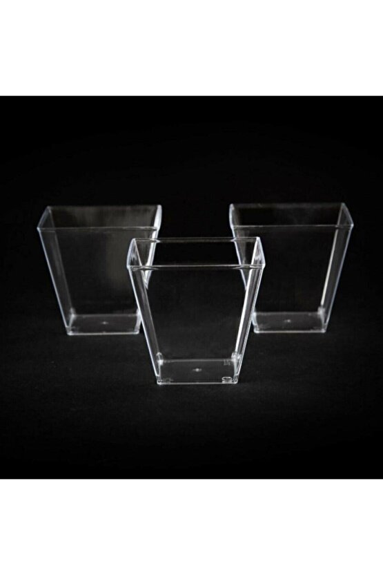 Şeffaf Kristal Mika Ekstra Sert Plastik Prizma Kübik Kase 200 Cc 25