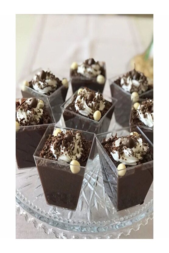 Prizma Mini Mika Plastik Sunum Kabı Kübik Kase 200cc - 25 Adet