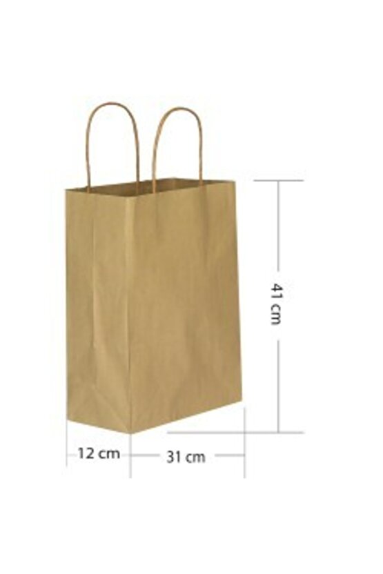 31x12x41 Büküm Saplı Poşet 25li Kraft