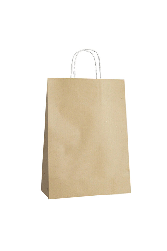 31x12x41 Büküm Saplı Poşet -Kraft-25 Lİ
