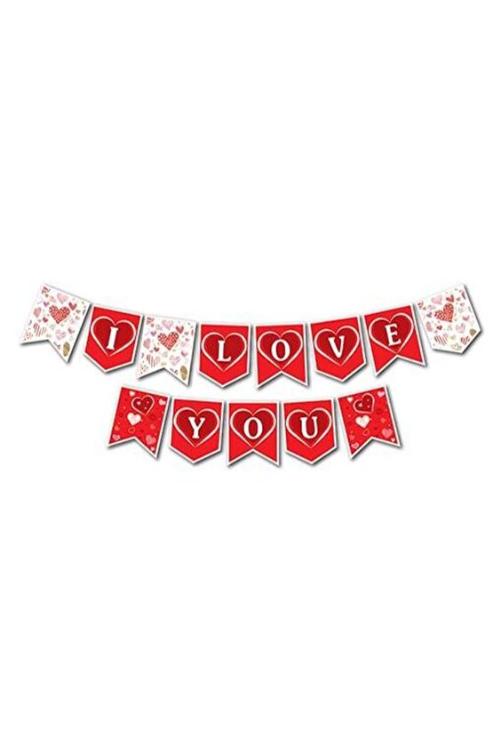 Mini Party Store Zikzak Banner I Love You