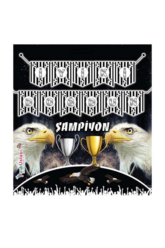 ALYA-BUTIK Siyah-beyazlı taraftar iyiki doğdun banner