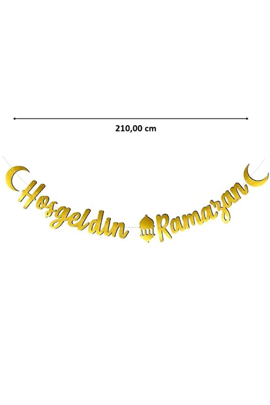 Hoşgeldin Ramazan Metalik Altın Banner - 2.10 Mt