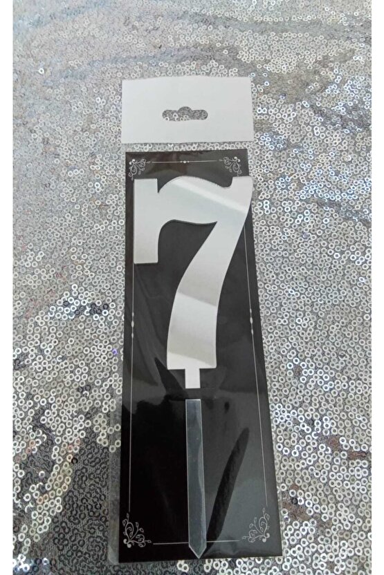 7 Rakam Gümüş Pleksi Pasta Süsü 8 Cm