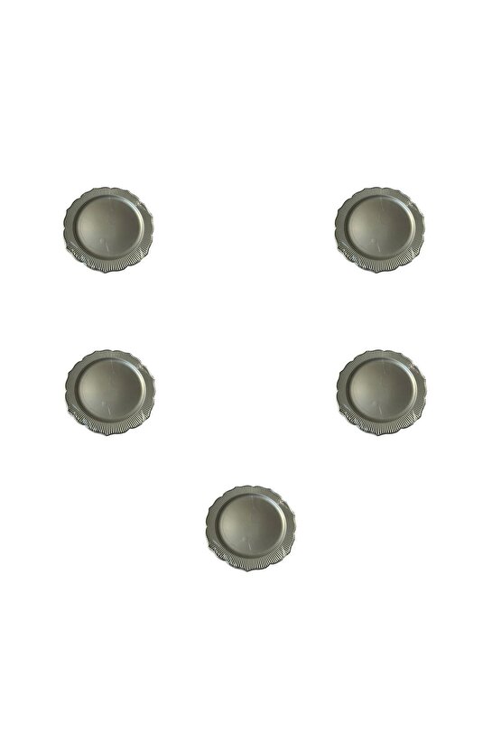 Davet Doğum Günü Parti Sert Plastik Yuvarlak Mika Tabak - 18 Cm. - Gri - 6lı 5 Paket