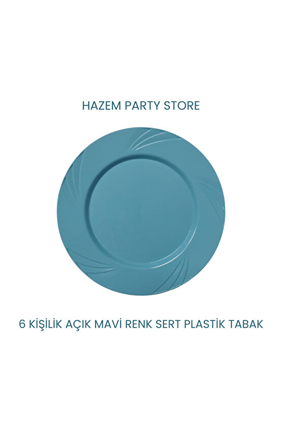 Plastik Sert Mika Tabak Açık Mavi Renk 6 Adet