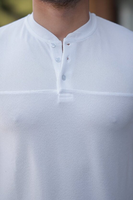 MyTerrax Erkek Hakim Yakalı Kısa Kollu Pamuklu T-shirt