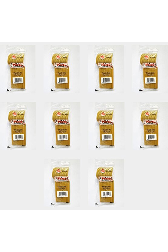Plastik Gold Altın Renkli Lüx Parti Doğum Günü Çatal - 18 Cm. - 250 Adet