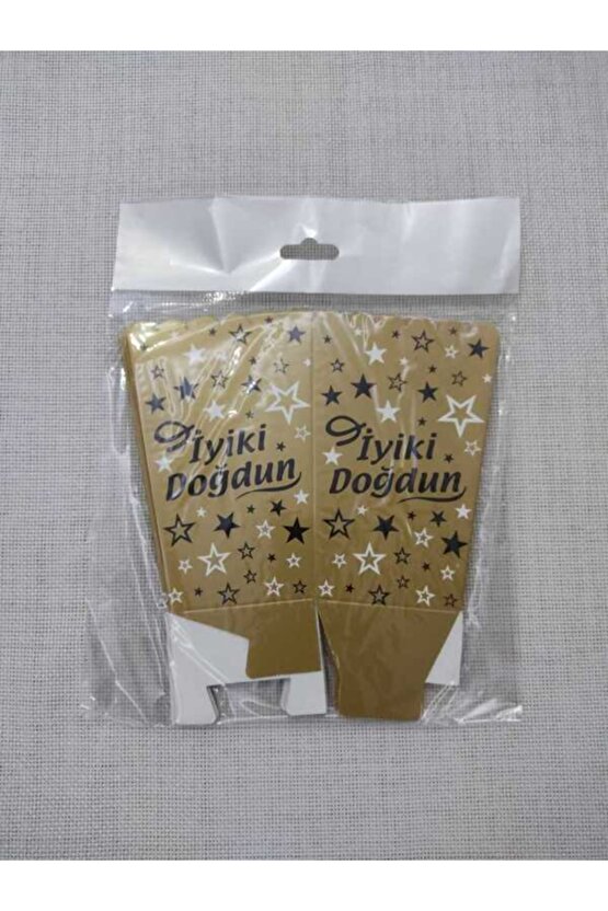 Altın Siyah Yazılı Yıldızlı Iyiki Doğdun Mısır Kutusu 8li