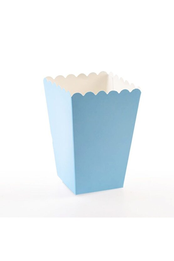 Makaron Renk Mavi Mısır Kutusu 8li Popcorn Cup Parti