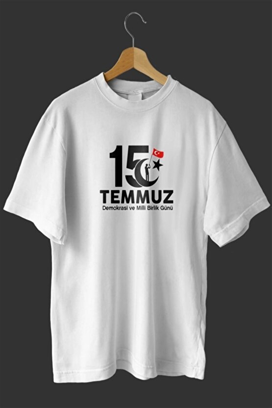 15 Temmuza Özel Tasarım Baskılı T-shirt - Beyaz