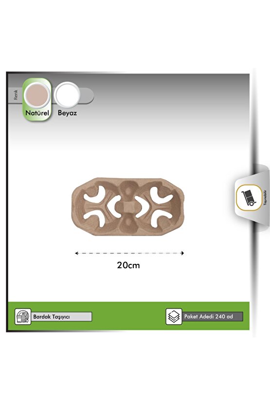 Karton Viyol Bardak Taşıyıcı Natürel 2 li - 240 adet