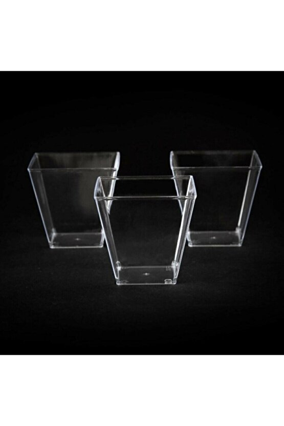 Şeffaf Kristal Mika Ekstra Sert Plastik Prizma Kübik Kase 200 Cc 25 Adet