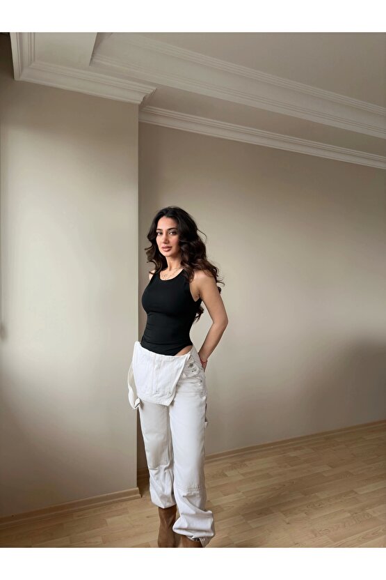 Halter Yaka Siyah Bodysuit
