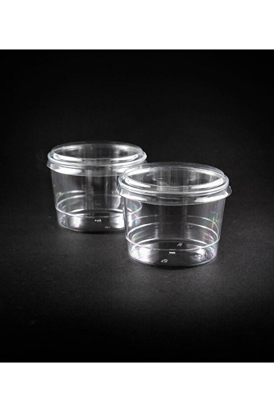 Plastik Kristal Kap 180cc Bodega 30 Adet (1 Paket) Kapaklı şeffaf
