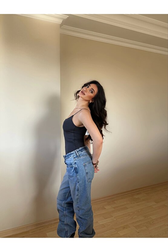 Antrasit ZRA Model Poliamid İp Askı Bluz