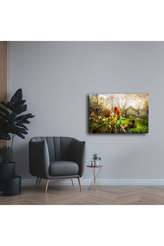 Doğal Bahar Manzaralı Cam Tablo