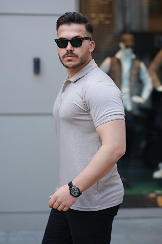 Erkek Yakalı Kagi Kumaş Kısa Kollu T-shirt