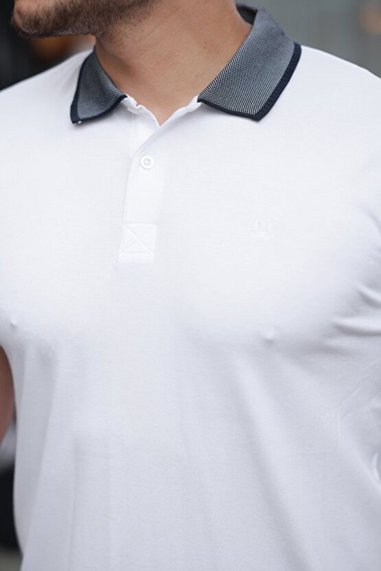 Erkek Yakalı Kagi Kumaş Kısa Kollu T-shirt