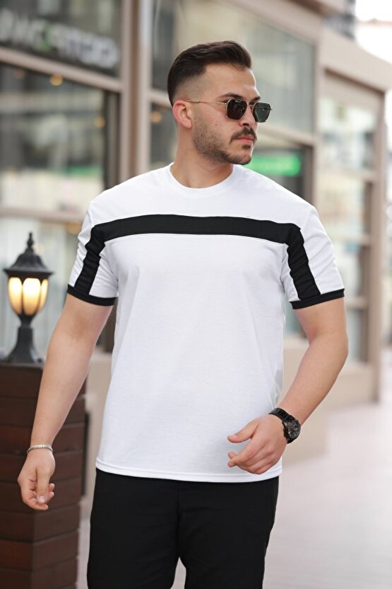Erkek şerit Detaylı Kısa Kollu T-shirt