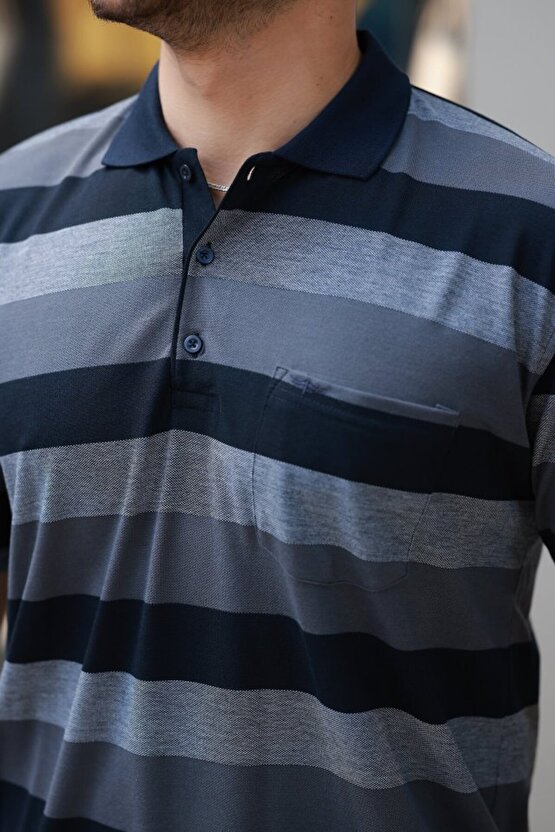 Erkek Yakalı çok Renkli Kısa Kollu T-shirt