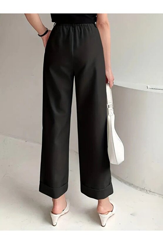 Kadın Yüksek Bel Cepli Atlas Pantolon