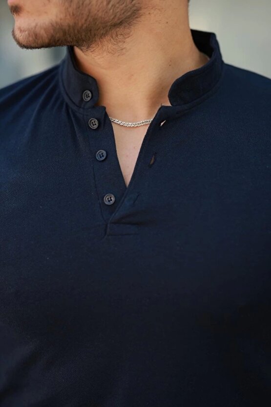 Erkek Hakim Yaka Dokuma Pamuklu Kumaş Kısa Kollu T-shirt