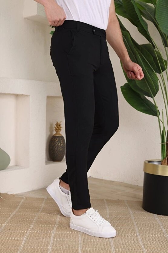 Erkek Slim Fit Likralı Bilek Boy Kumaş Pantolon
