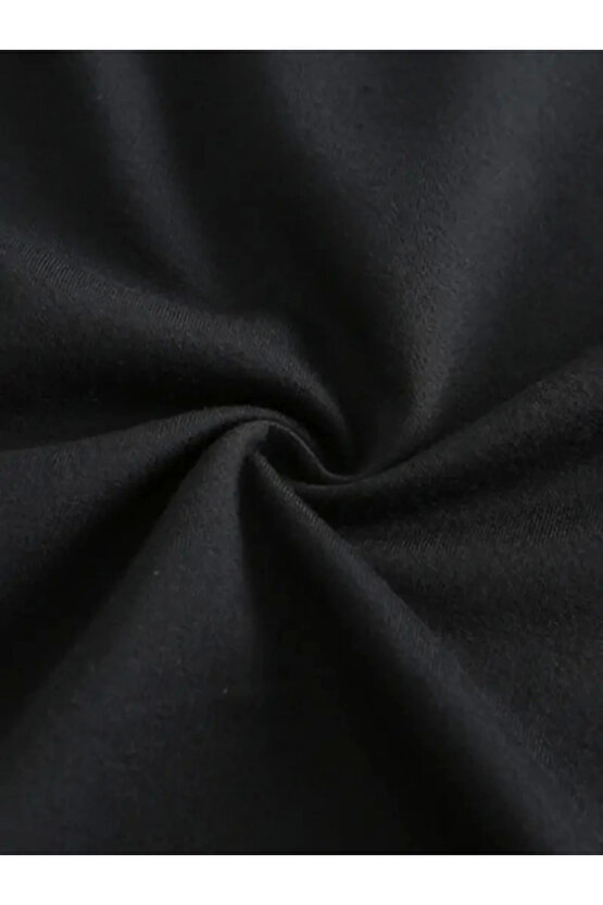 Baskılı Oversize Bisiklet Yaka T-shirt - Siyah