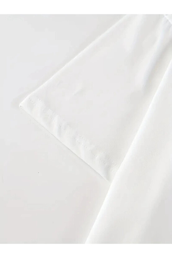 New York Baskılı Oversize Bisiklet Yaka T-shirt - Beyaz