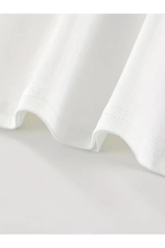 New York Baskılı Oversize Bisiklet Yaka T-shirt - Beyaz