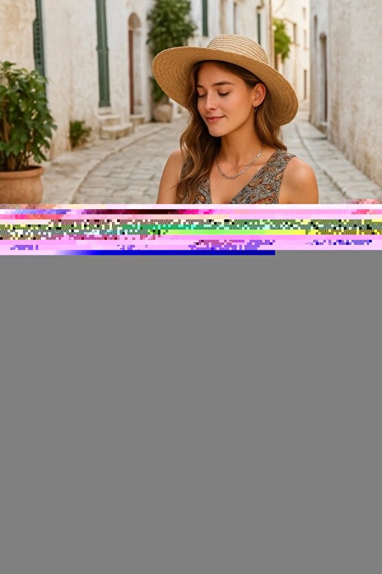 Kadın Beli Gipeli Etnik Desen Sıfır Kol Süprem Elbise