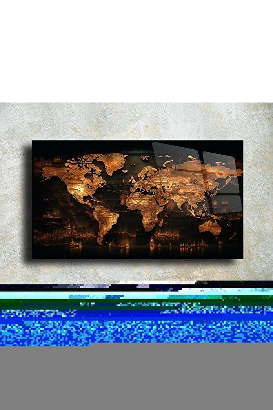 Harita Görseli Cam Tablo Duvar Dekoru 4