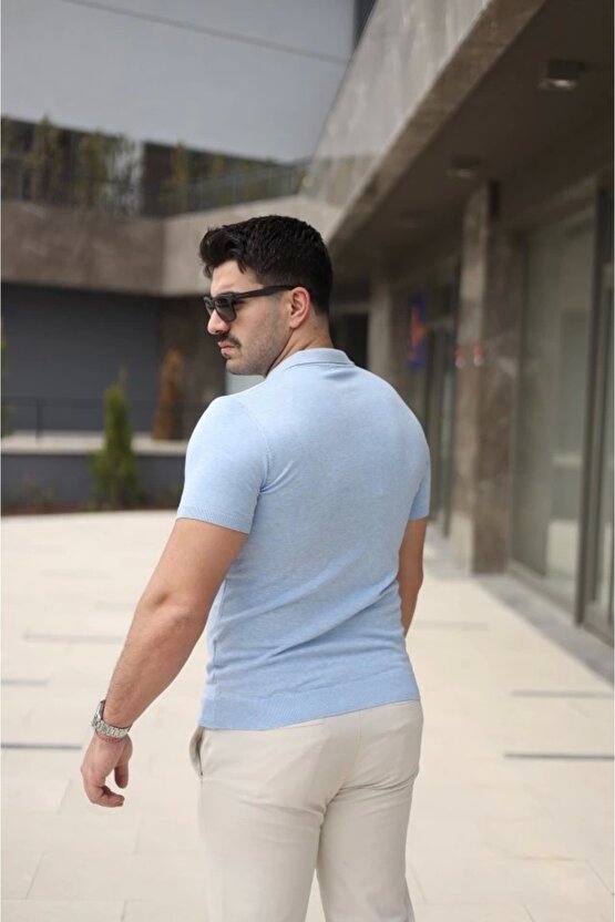 Erkek Polo Yaka Fermuar Detaylı Tişört